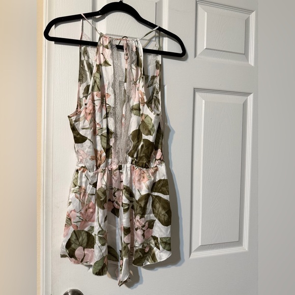 Victoria's Secret Floral Lace Romper - Pink, White and Green - Picture 1 of 7
